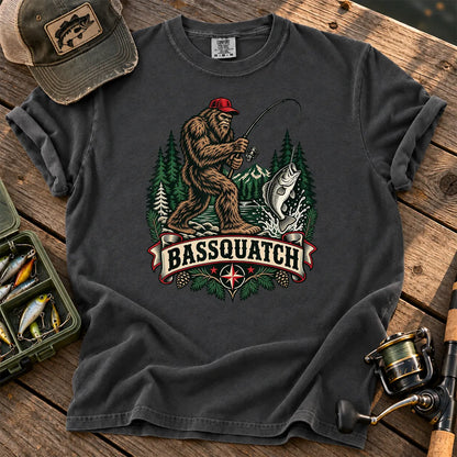Bassquatch Fishing T-Shirt in Pepper