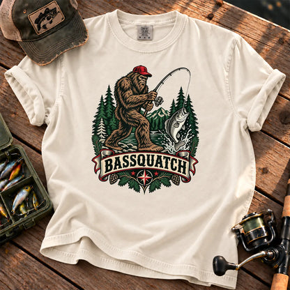 Bassquatch Fishing T-Shirt in Ivory