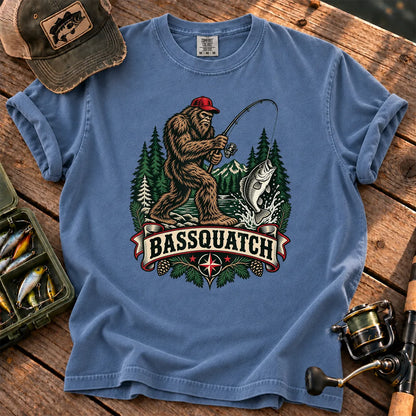 Bassquatch Fishing T-Shirt in Blue Jean