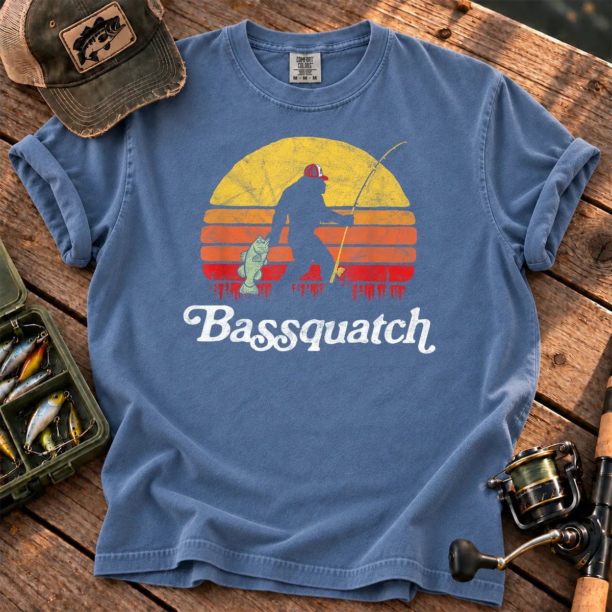 Bassquatch Sunset T-Shirt in Blue Jean