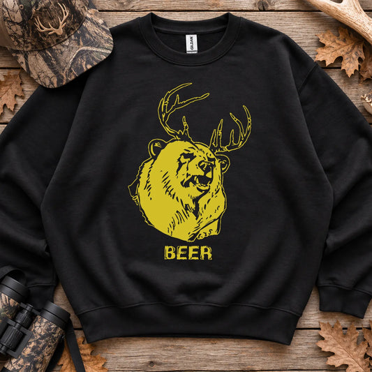 Beer Bear Deer Humor Sweatshirt in Black