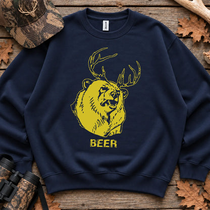 Beer Bear Deer Humor Sweatshirt in Navy