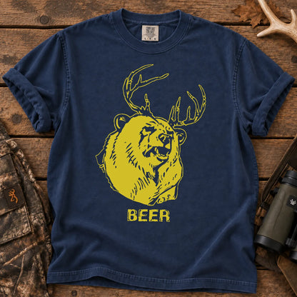 Beer Bear Deer T-Shirt in True Navy