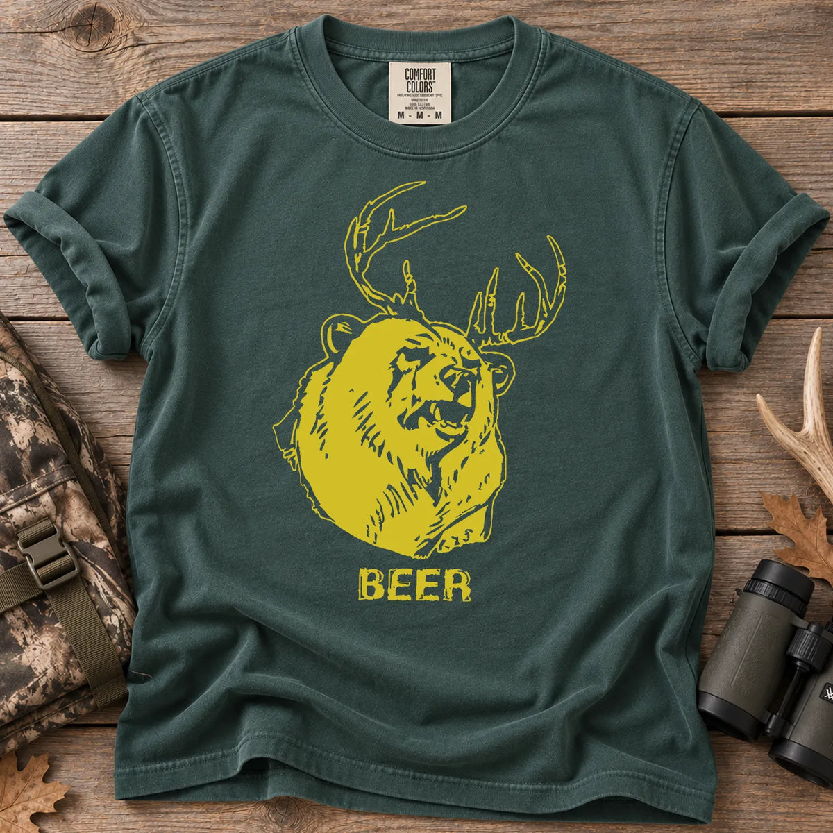 Beer Bear Deer T-Shirt in Blue Spruce