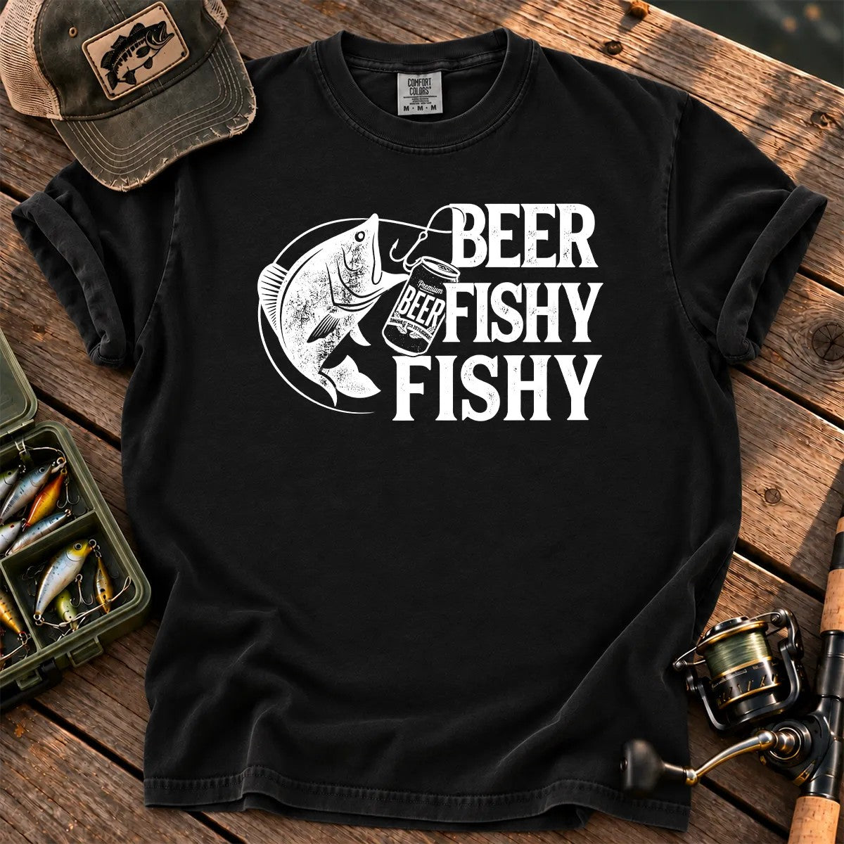Beer Fishy Fishy T-Shirt in Black