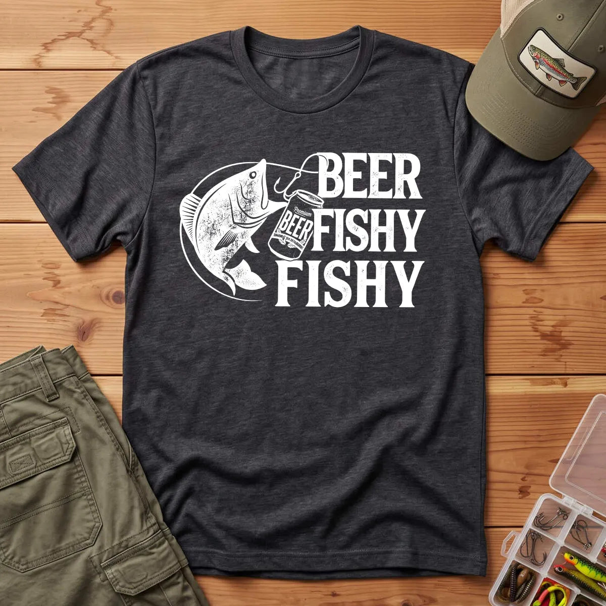 Beer Fishy Fishy T-Shirt in Dark Heather
