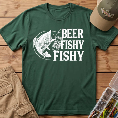 Beer Fishy Fishy T-Shirt in Forest Green