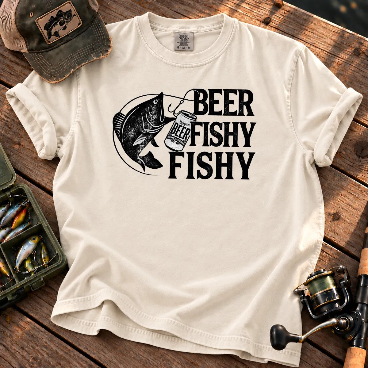 Beer Fishy Fishy T-Shirt in Ivory