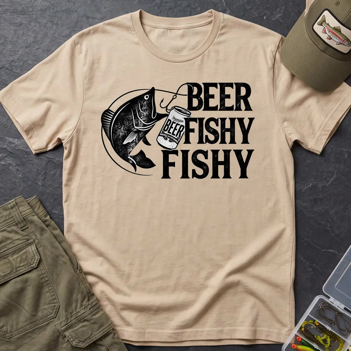 Beer Fishy Fishy T-Shirt in Sand