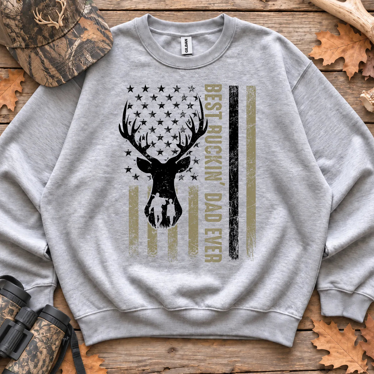 Best Buckin Dad Ever Sweatshirt in Sport Grey