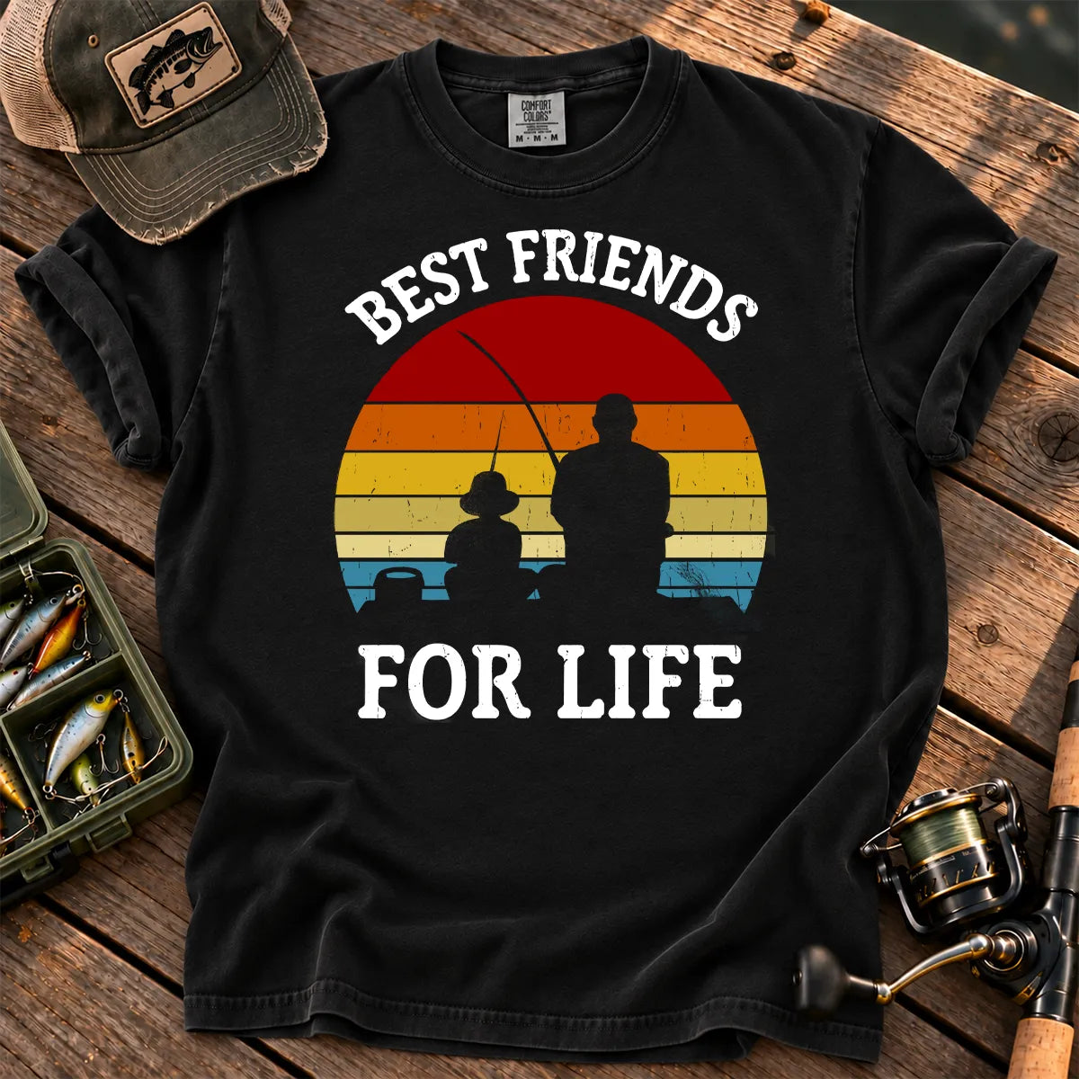 Best Friends for Life Fishing T-Shirt in Black