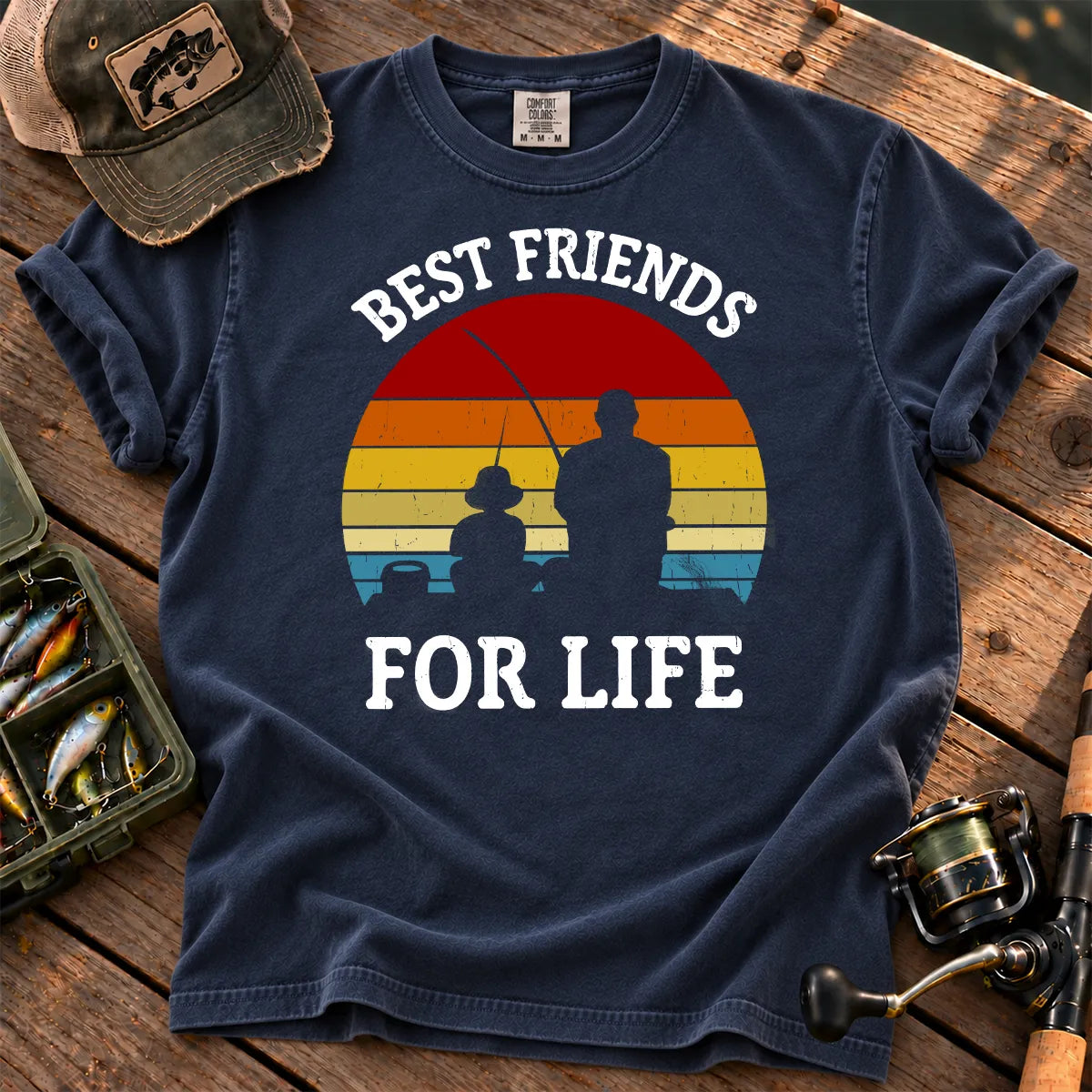 Best Friends for Life Fishing T-Shirt in True Navy