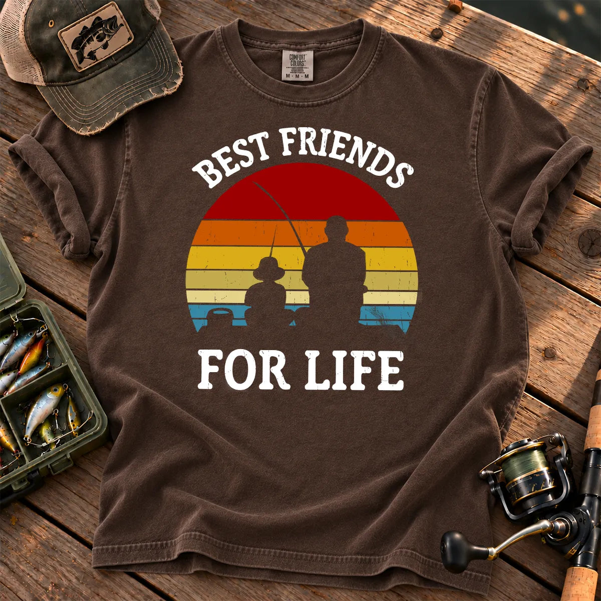 Best Friends for Life Fishing T-Shirt in Espresso