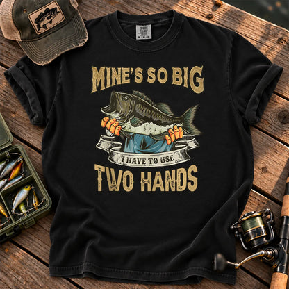 Big Bass Two Hands Fishing T-Shirt in Black