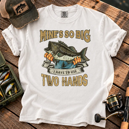 Big Bass Two Hands Fishing T-Shirt in White