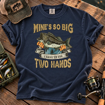Big Bass Two Hands Fishing T-Shirt in True Navy