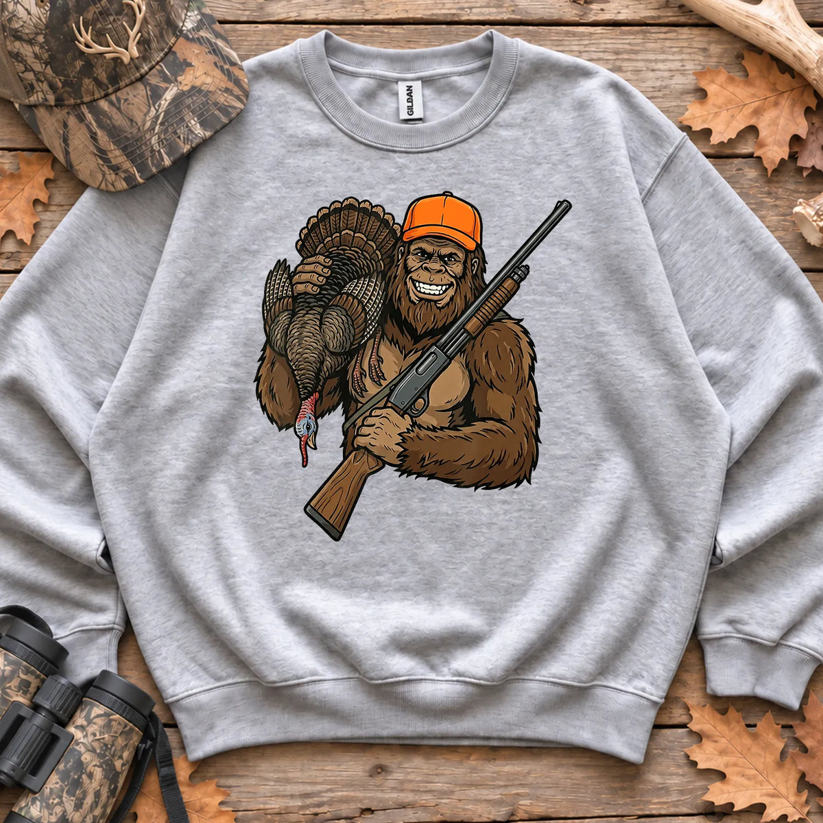 Bigfoot Turkey Hunter Sweatshirt in Sport Grey