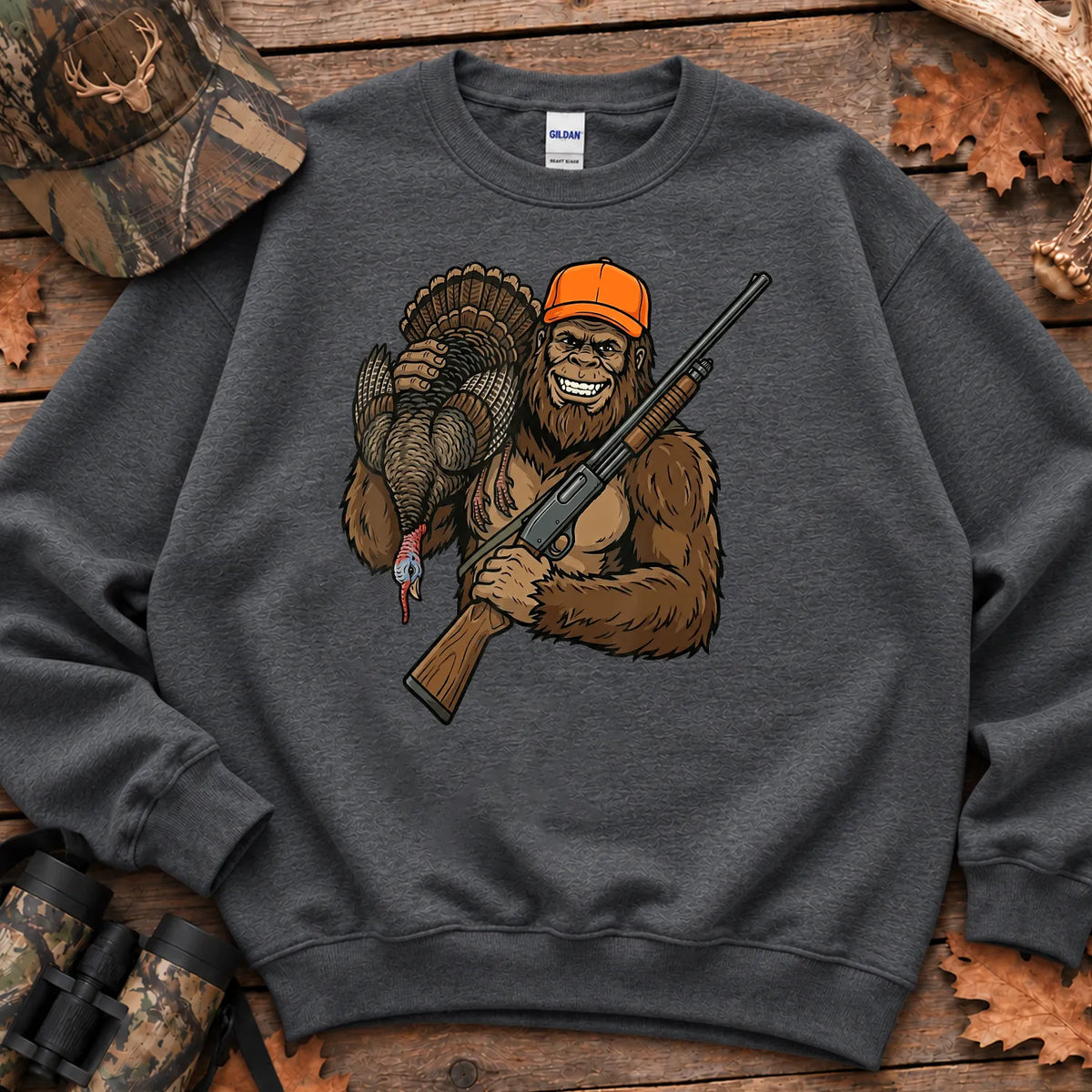 Bigfoot Turkey Hunter Sweatshirt in Dark Heather