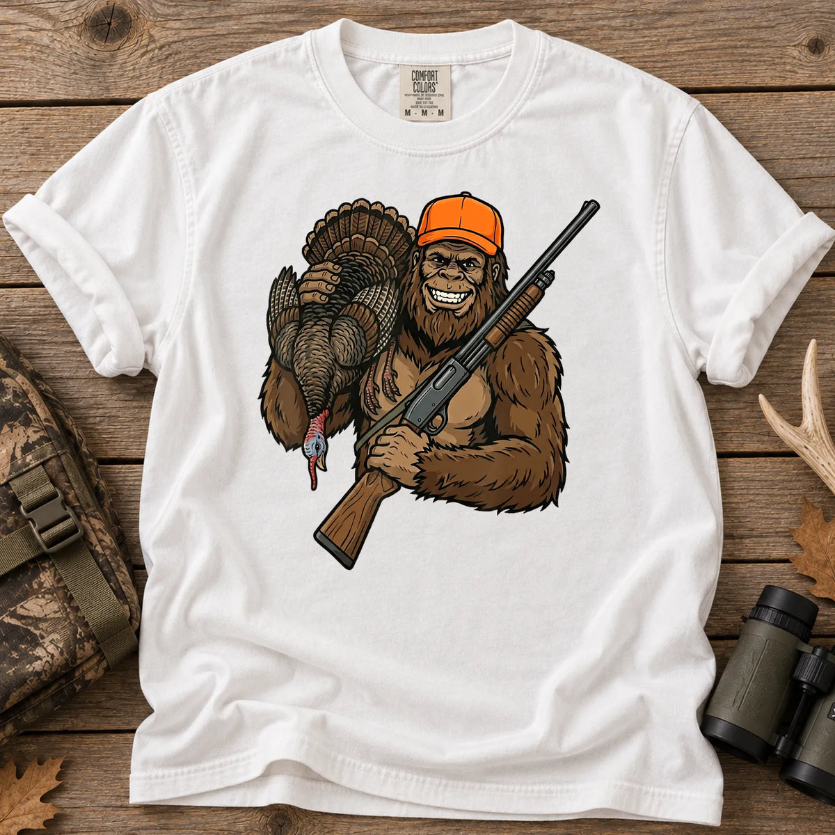 Bigfoot Turkey Hunting T-Shirt in White