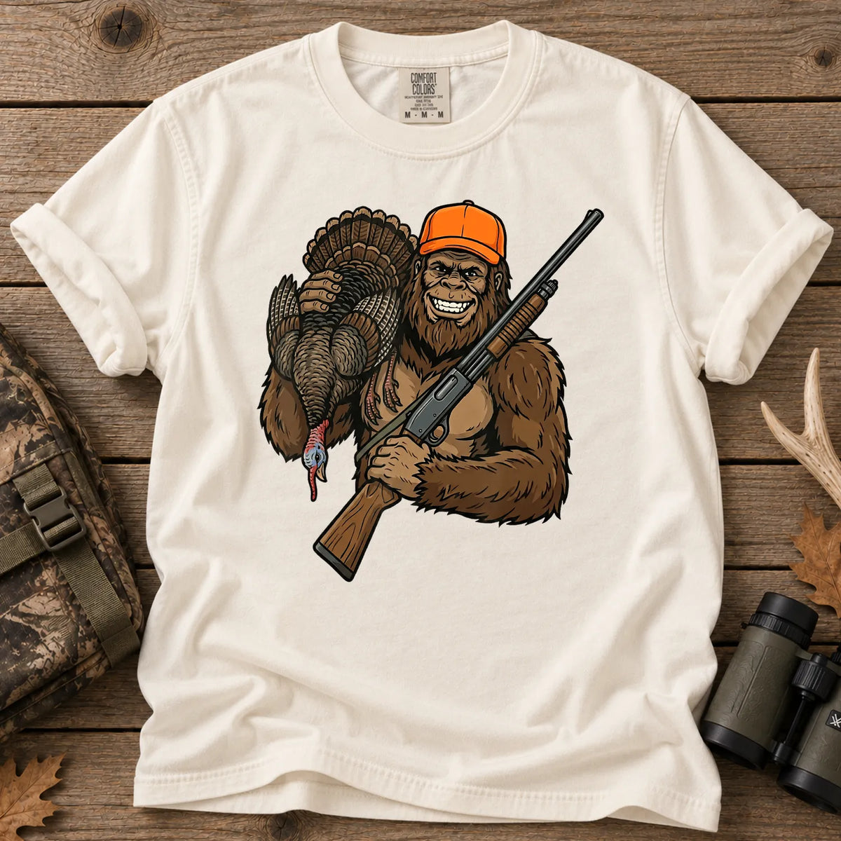 Bigfoot Turkey Hunting T-Shirt in Ivory