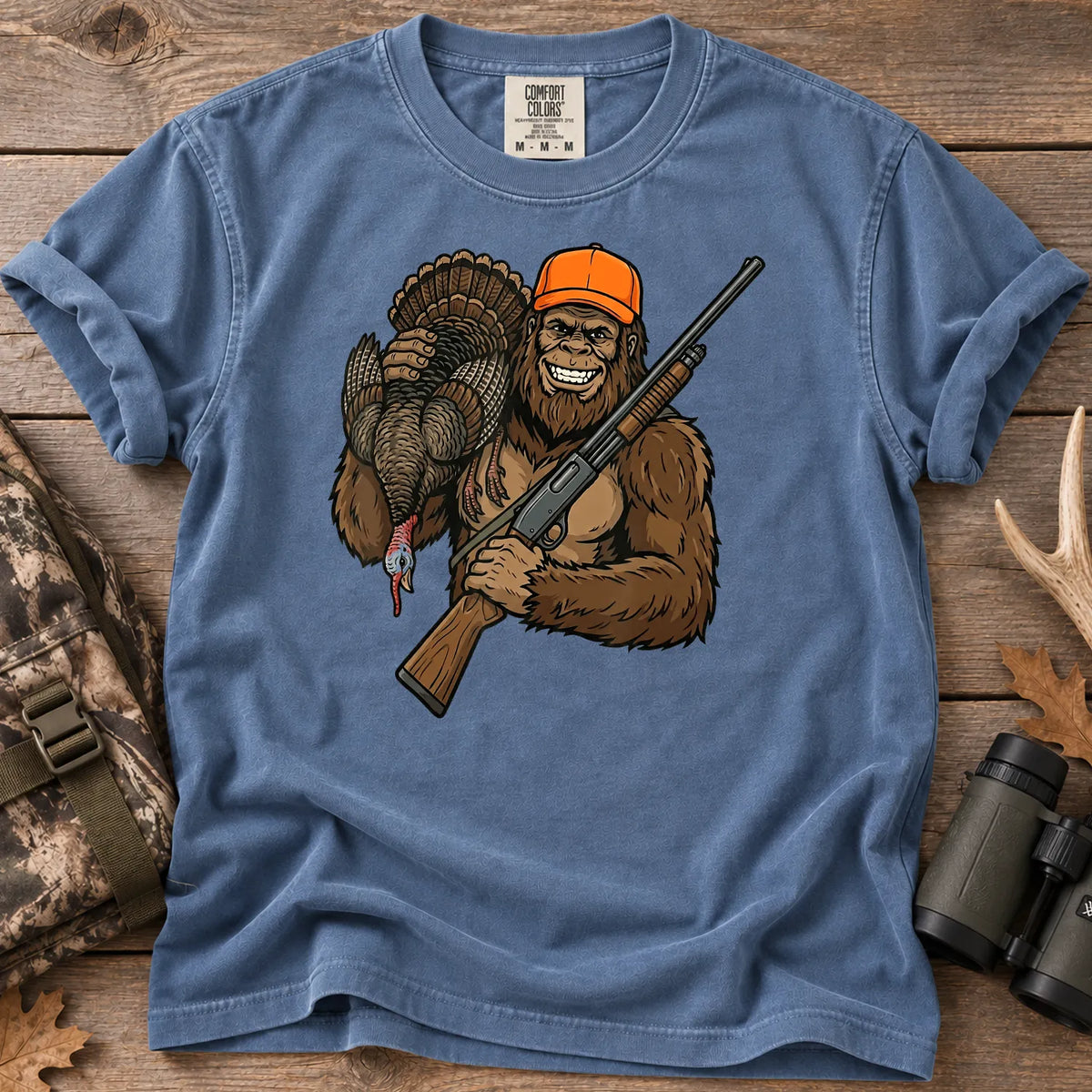 Bigfoot Turkey Hunting T-Shirt in Blue Jean