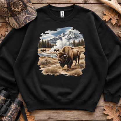 Bison Geyser Basin Sweatshirt in Black