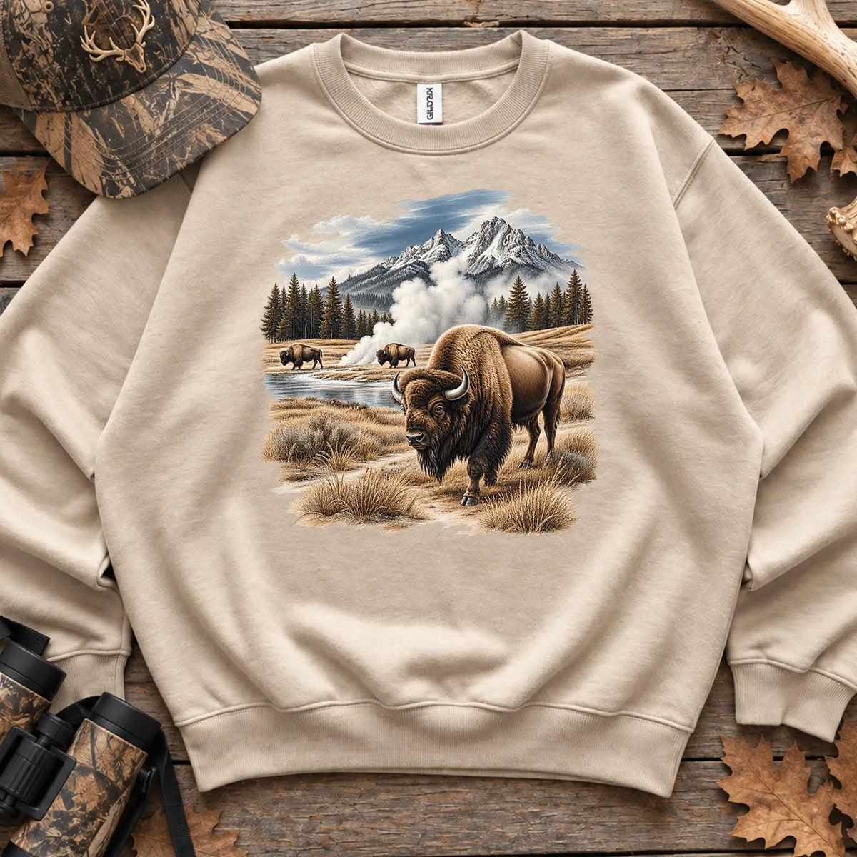 Bison Geyser Basin Sweatshirt in Sand