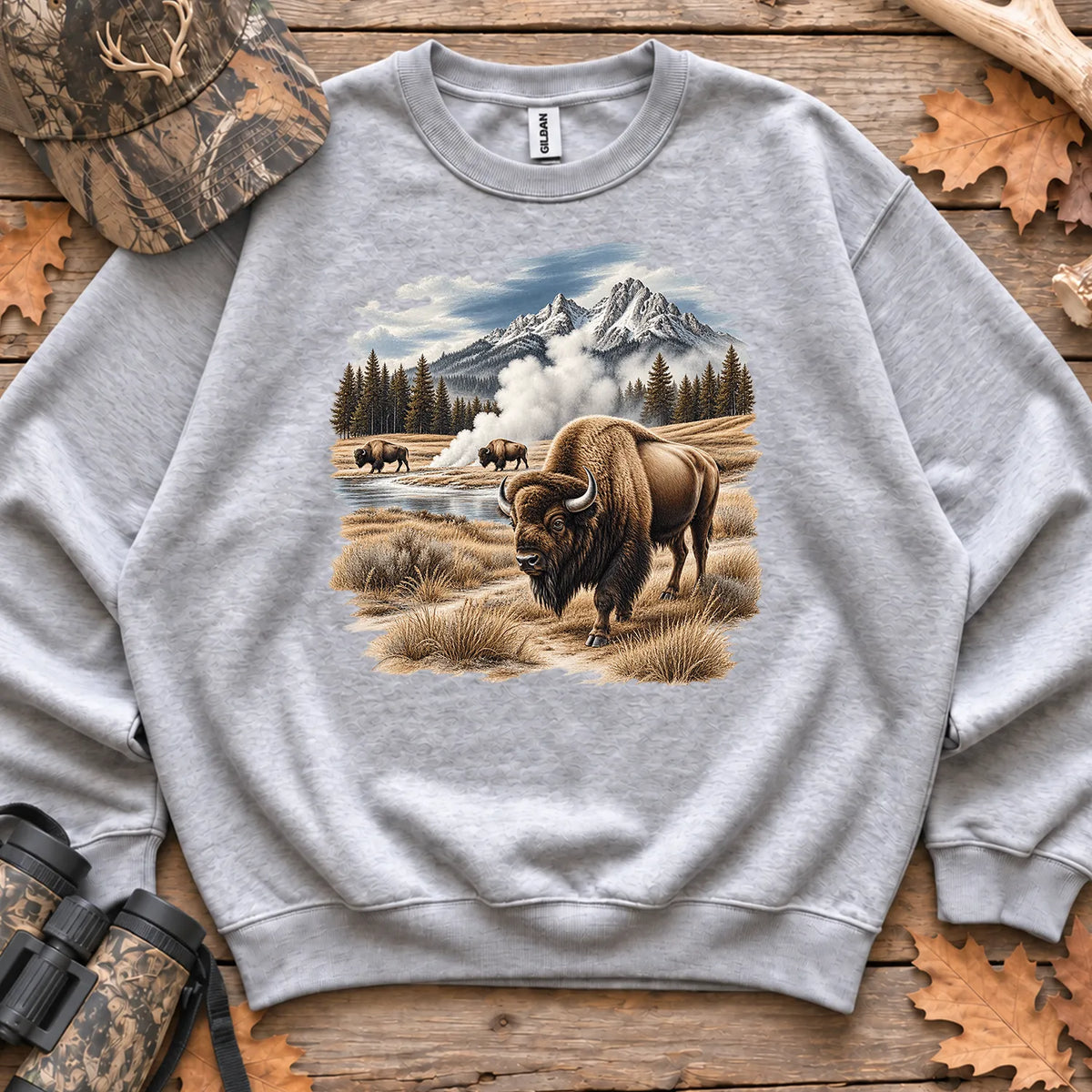 Bison Geyser Basin Sweatshirt in Sport Grey