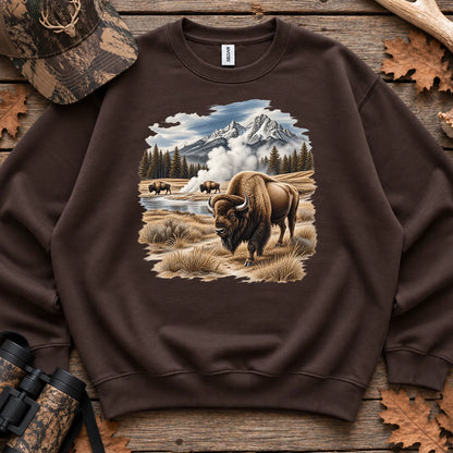 Bison Geyser Basin Sweatshirt in Dark Chocolate