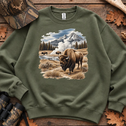 Bison Geyser Basin Sweatshirt in Military Green