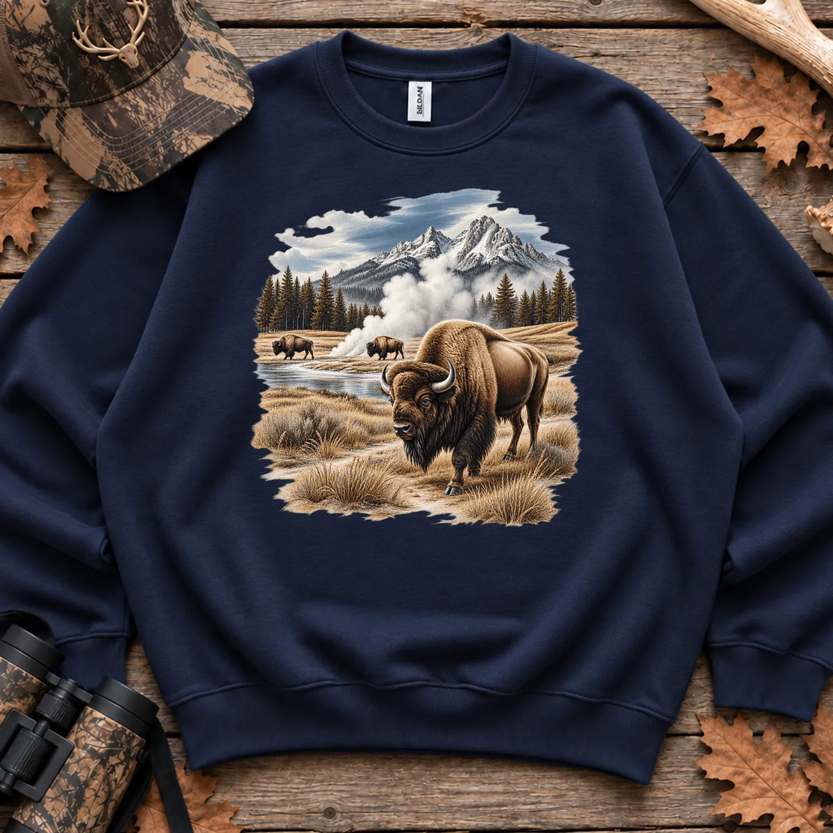 Bison Geyser Basin Sweatshirt in Navy