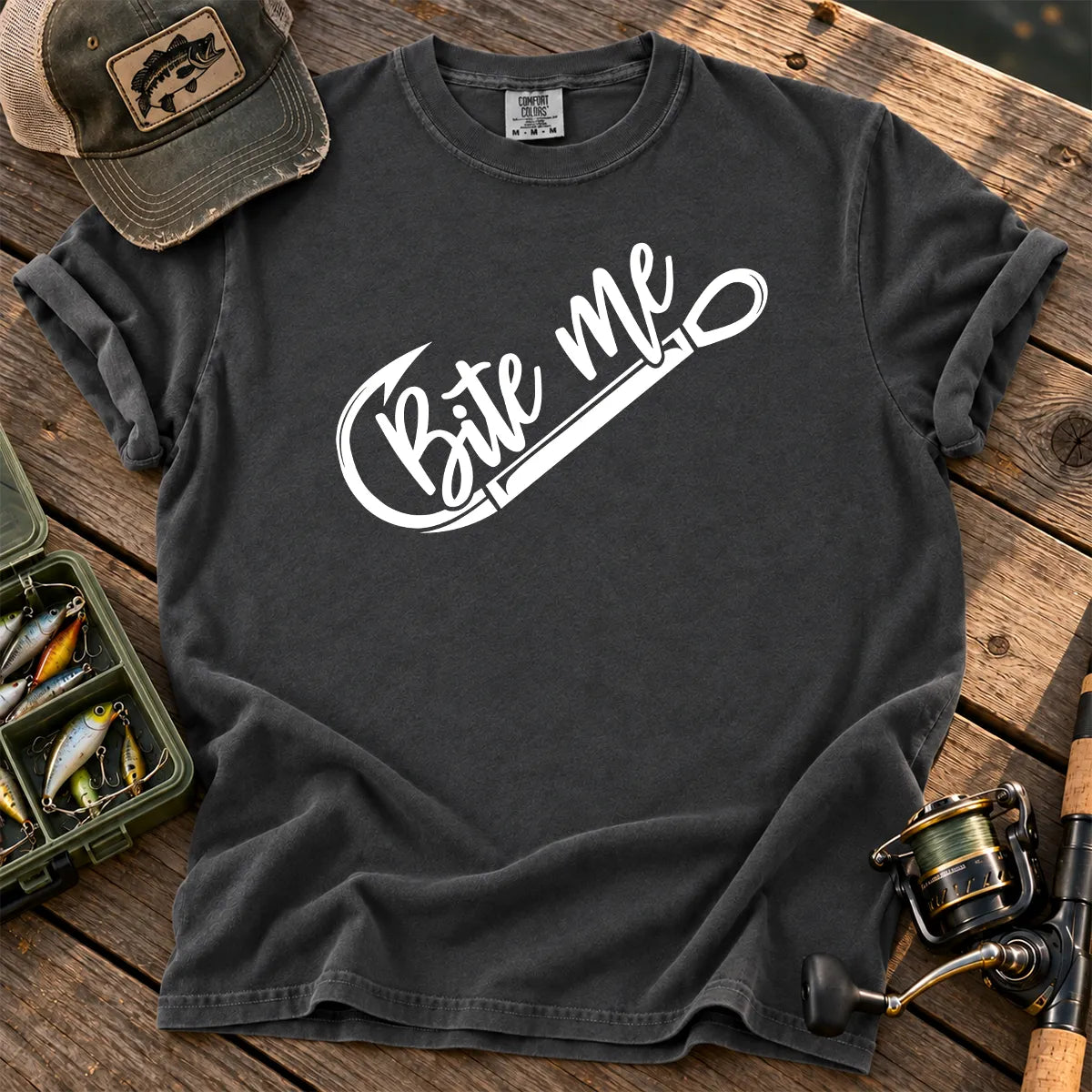 Bite Me Fishing T-Shirt in Pepper
