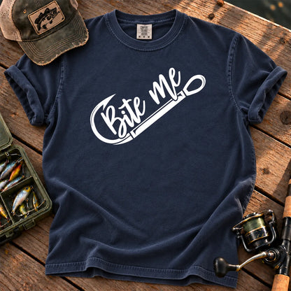 Bite Me Fishing T-Shirt in True Navy