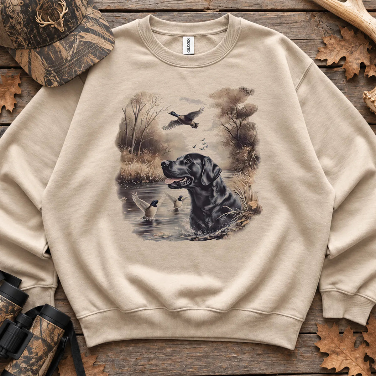 Black Lab Duck Hunt Sweatshirt in Sand