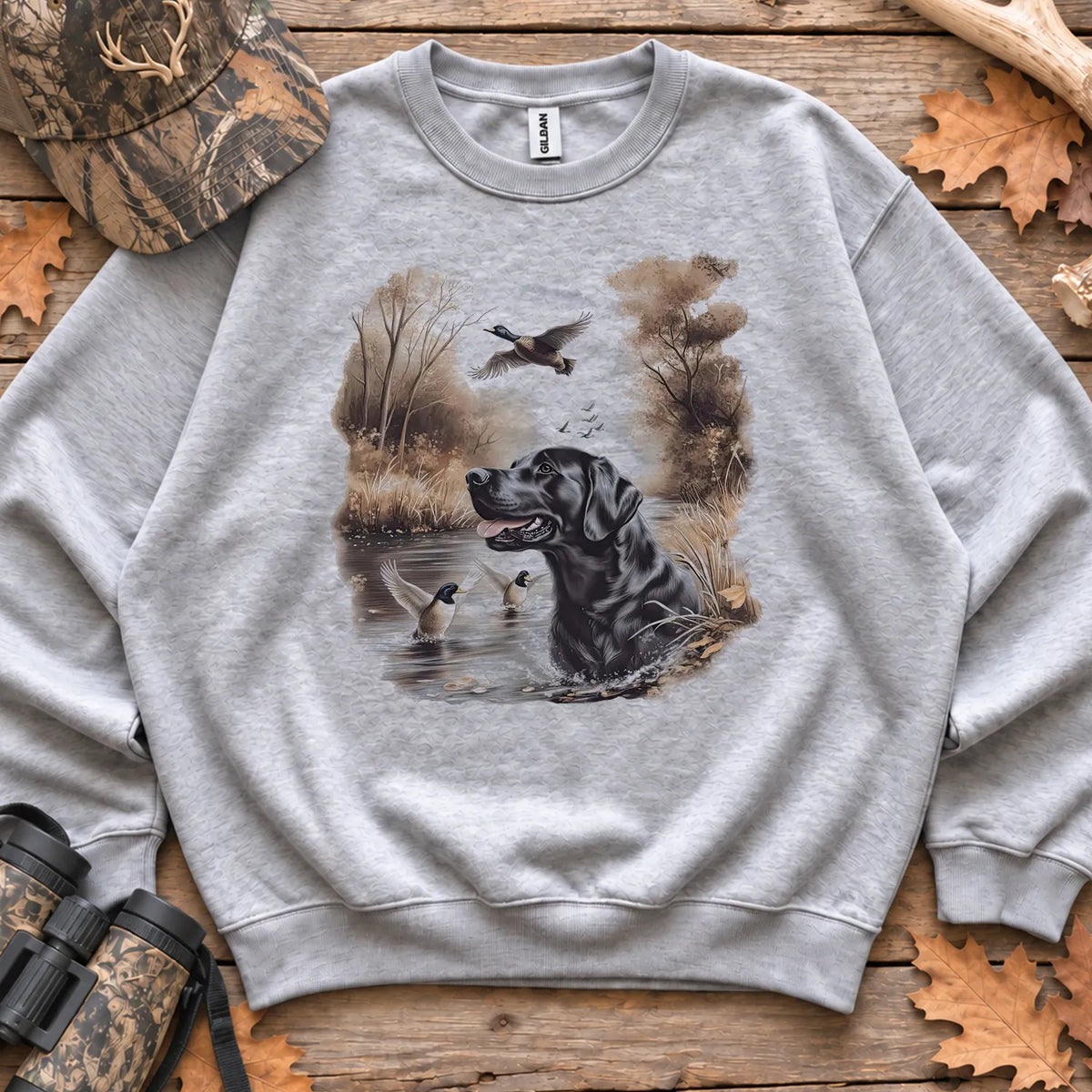 Black Lab Duck Hunt Sweatshirt in Sport Grey