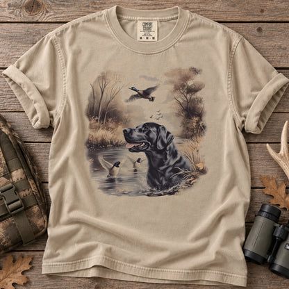 Black Lab Mallard Marsh T-Shirt in Sandstone