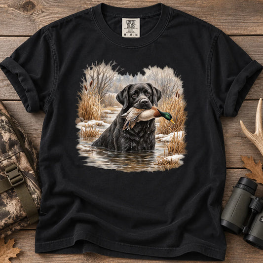 Black Lab Mallard Retriever T-Shirt in Black