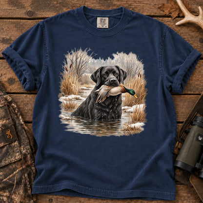 Black Lab Mallard Retriever T-Shirt in True Navy