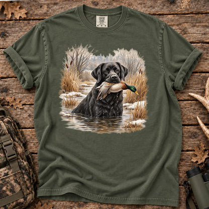Black Lab Mallard Retriever T-Shirt in Moss