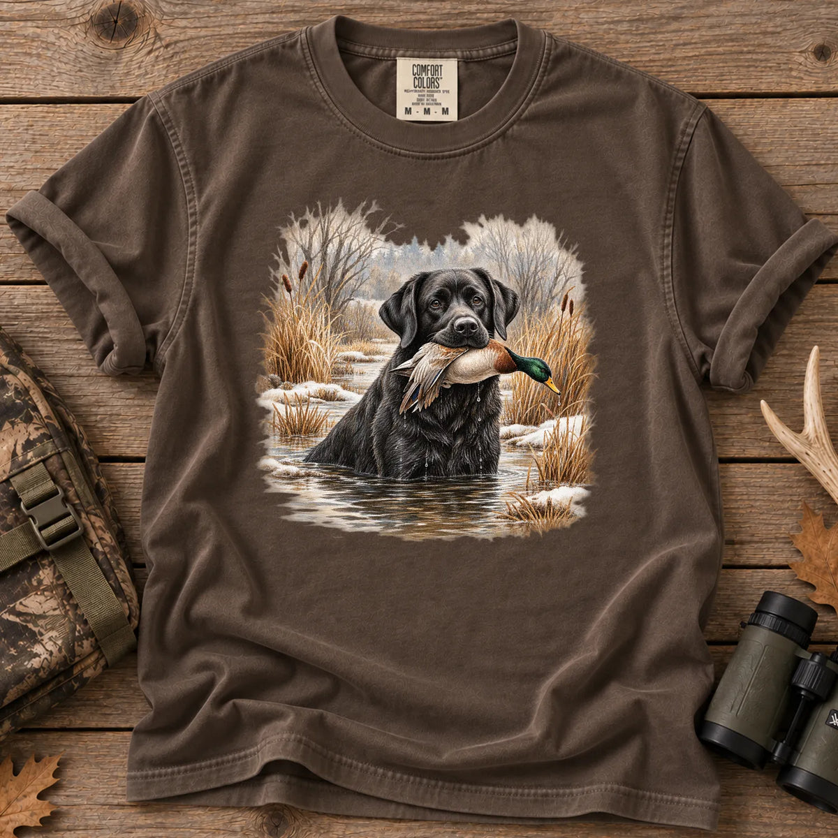 Black Lab Mallard Retriever T-Shirt in Espresso
