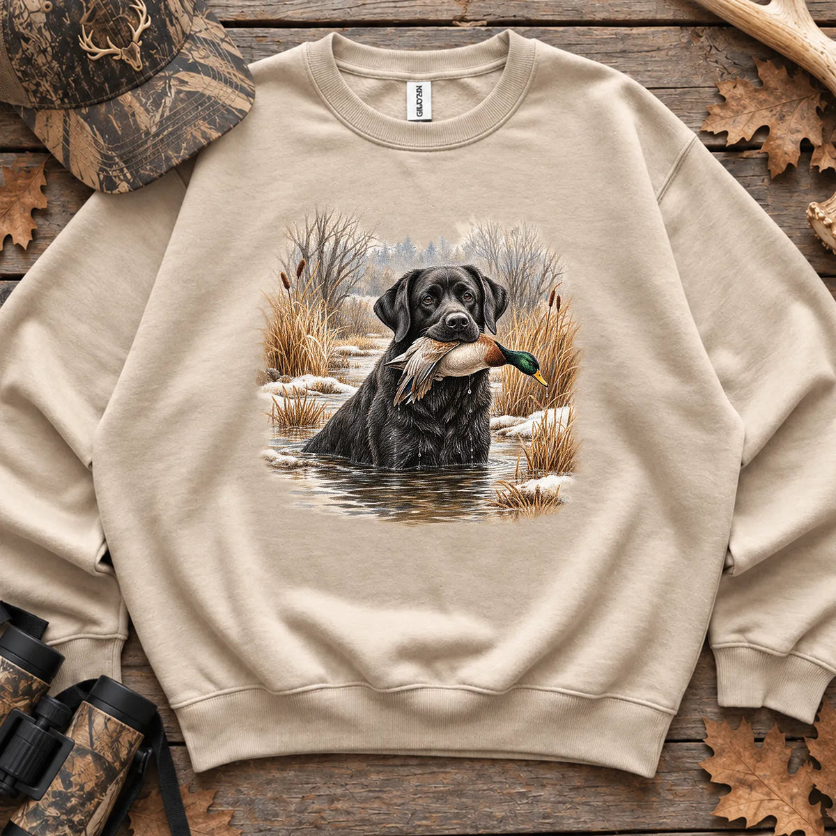 Black Lab Retriever Sweatshirt in Sand