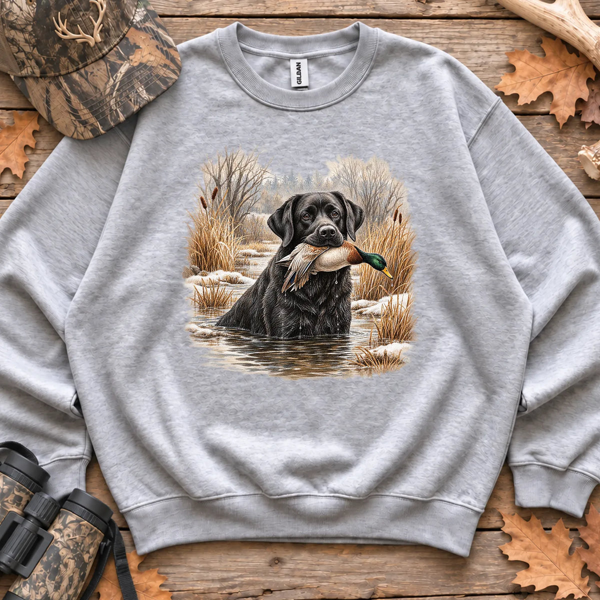 Black Lab Retriever Sweatshirt in Sport Grey