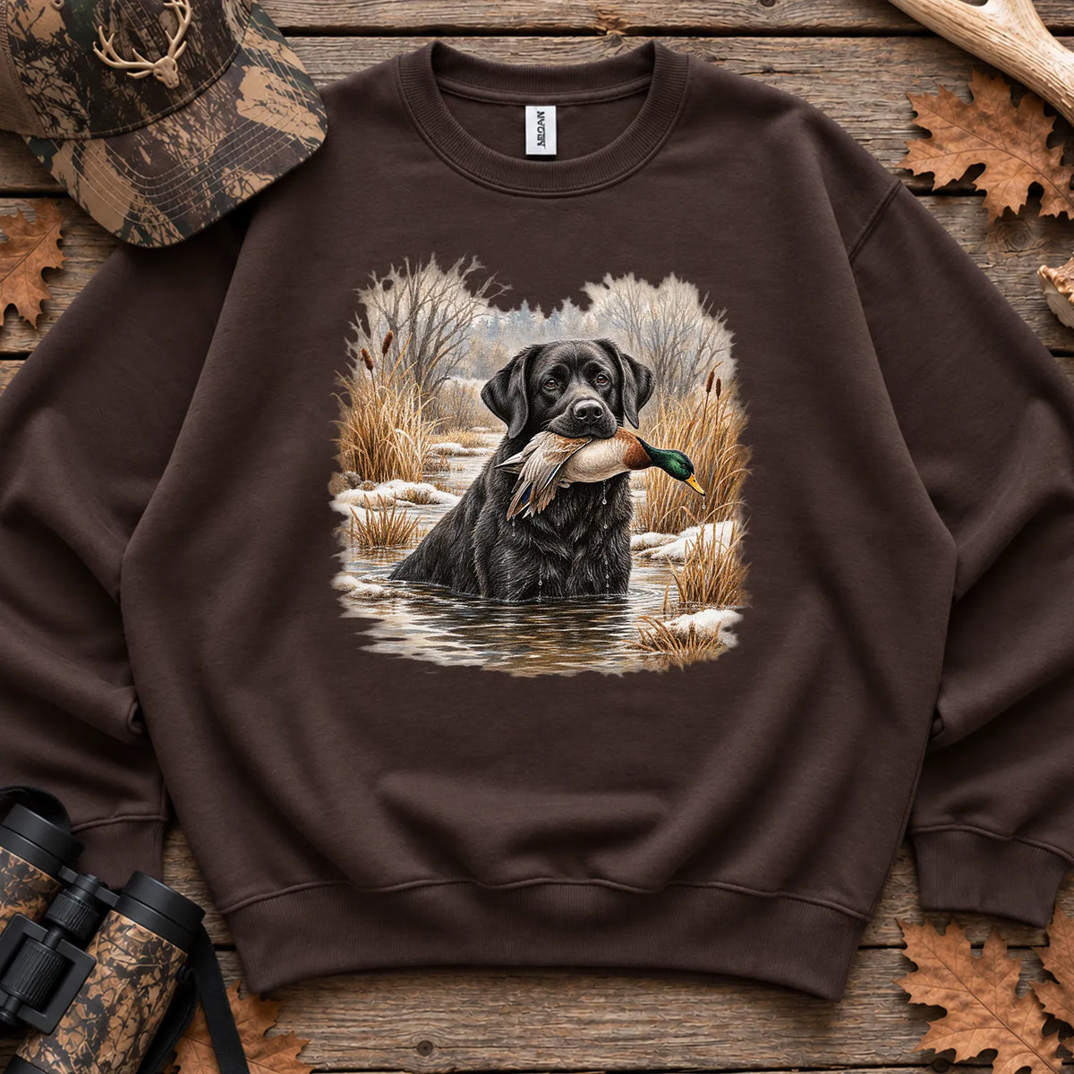 Black Lab Retriever Sweatshirt in Dark Chocolate