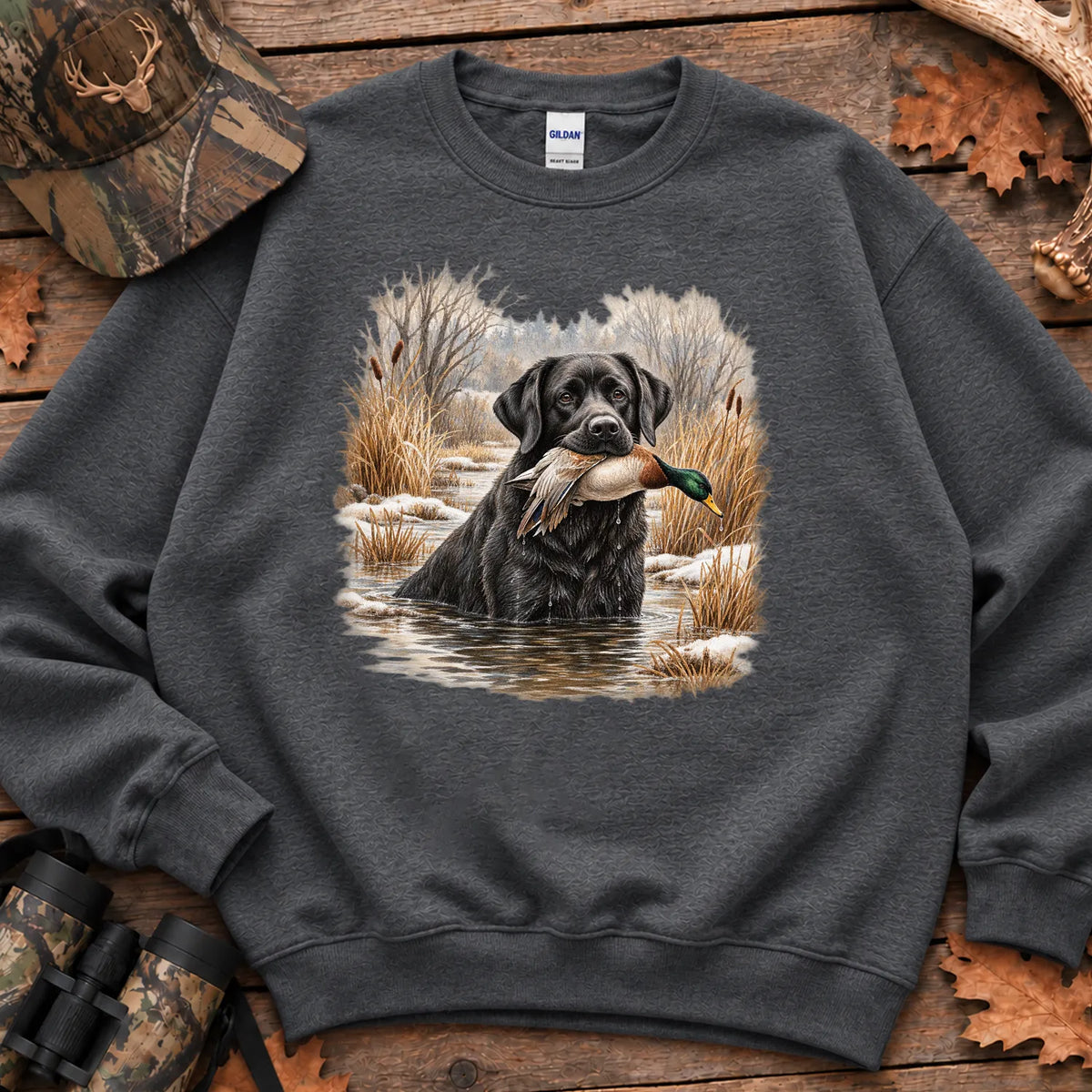 Black Lab Retriever Sweatshirt in Dark Heather