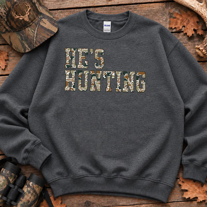 Bold Hes Hunting Camo Sweatshirt in Dark Heather