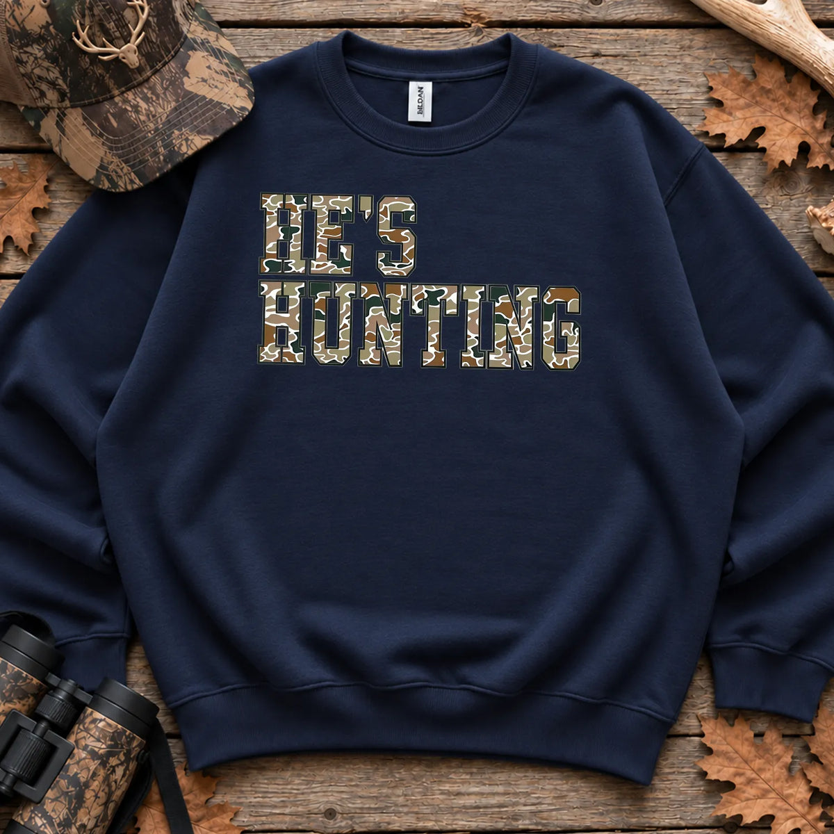 Bold Hes Hunting Camo Sweatshirt in Navy