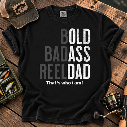 Bold Reel Dad Fishing T-Shirt in Black