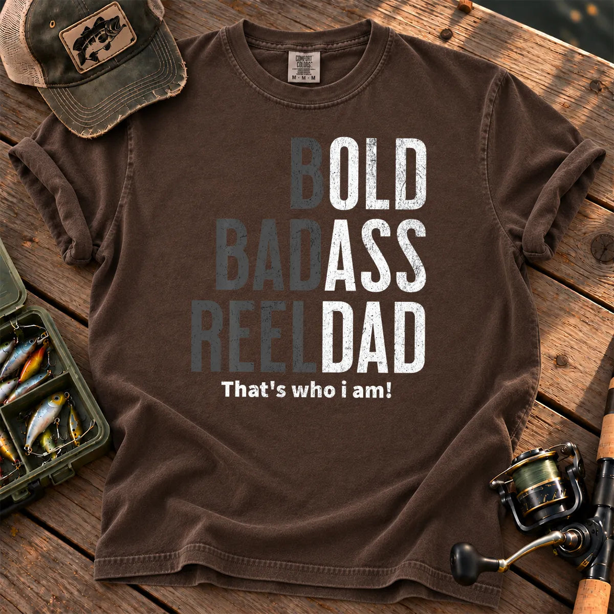 Bold Reel Dad Fishing T-Shirt in Espresso