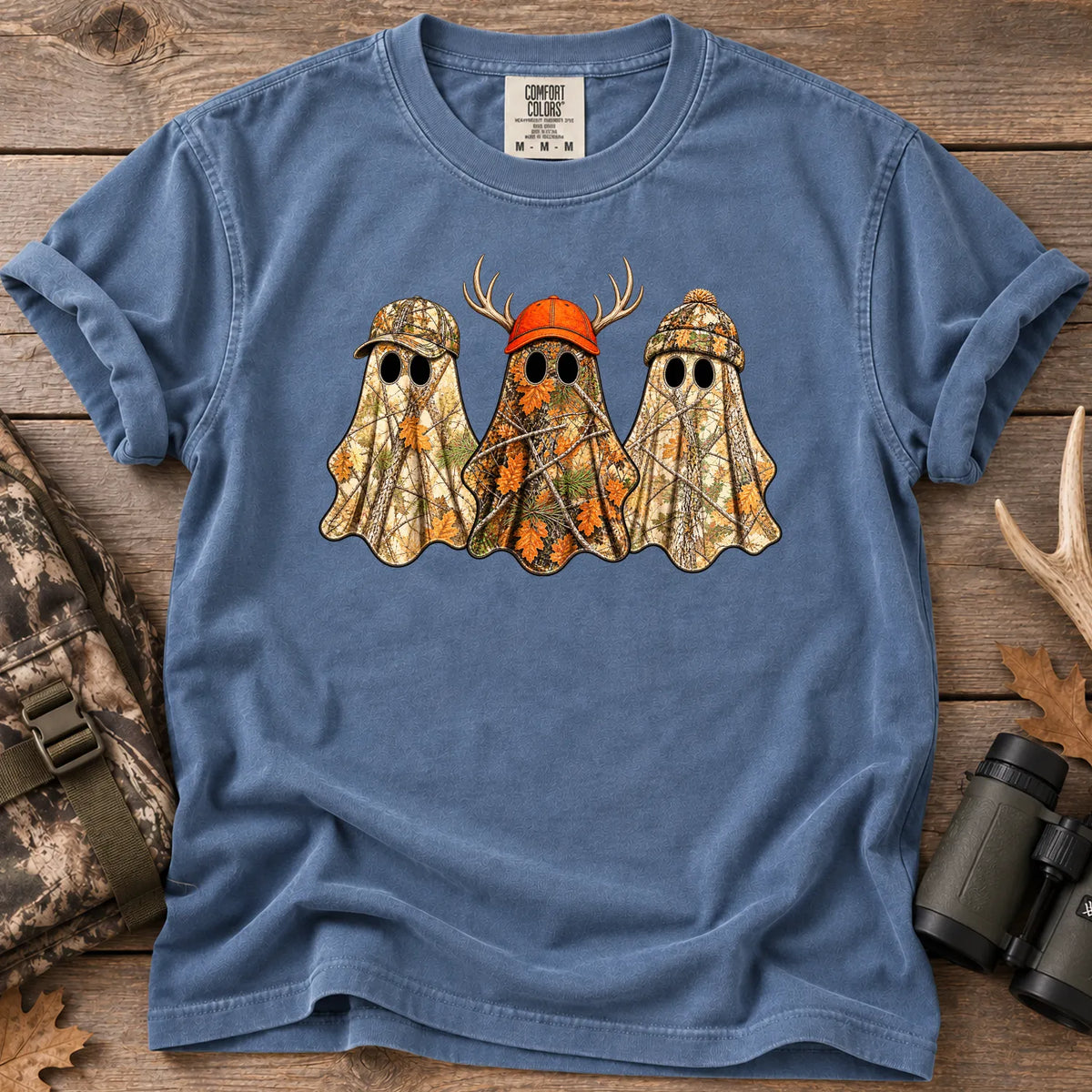Boo Hunting Ghost T-Shirt in Blue Jean