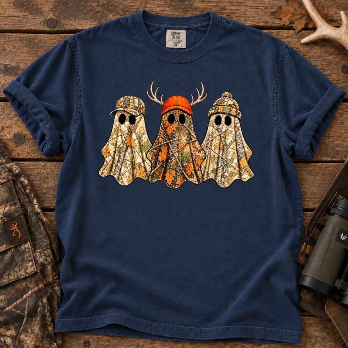 Boo Hunting Ghost T-Shirt in True Navy